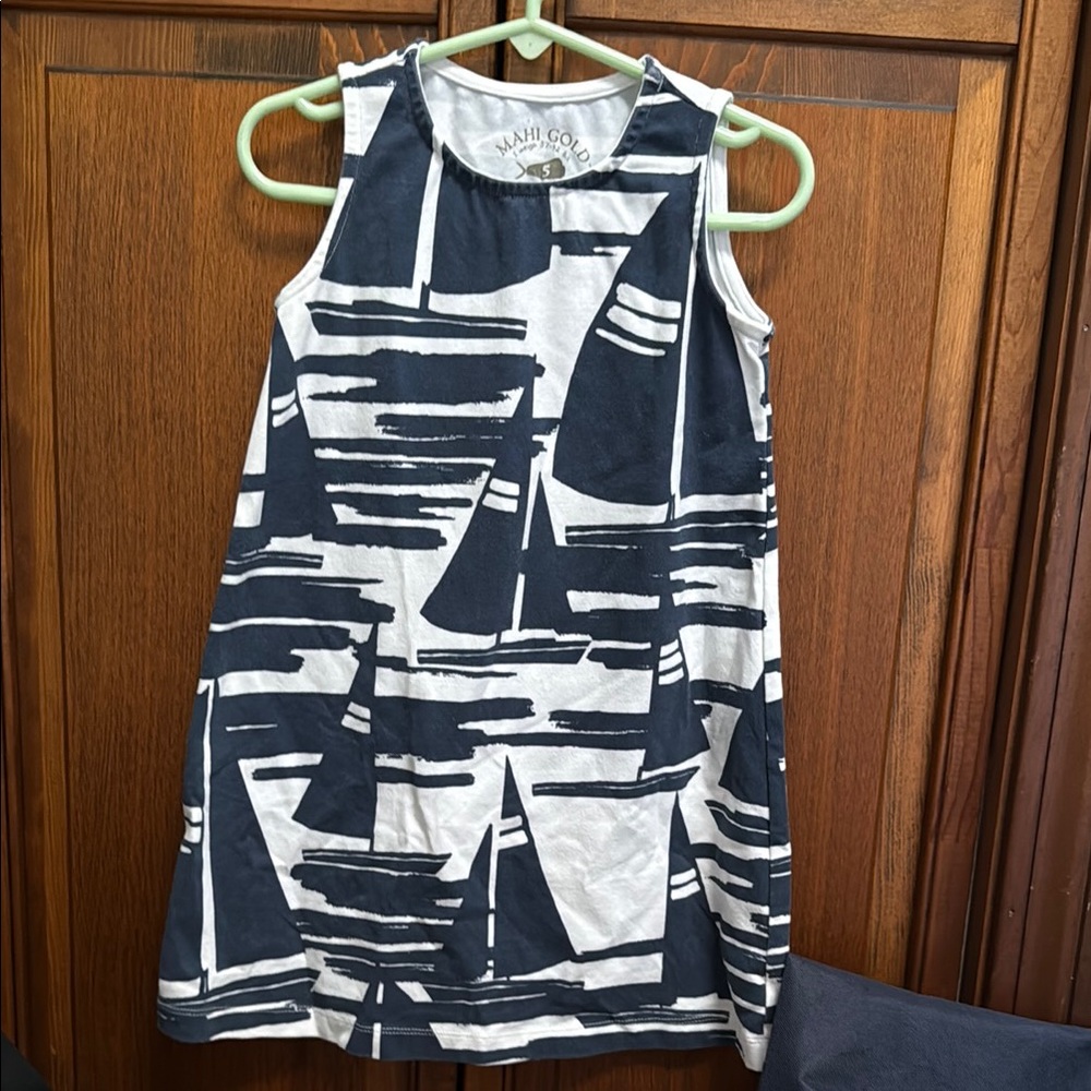 MAHI GOLD Blue and White Sleeveless Sundress